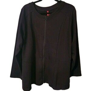Ruby Ribbon Black Ponte Zippered Blazer Size XXL